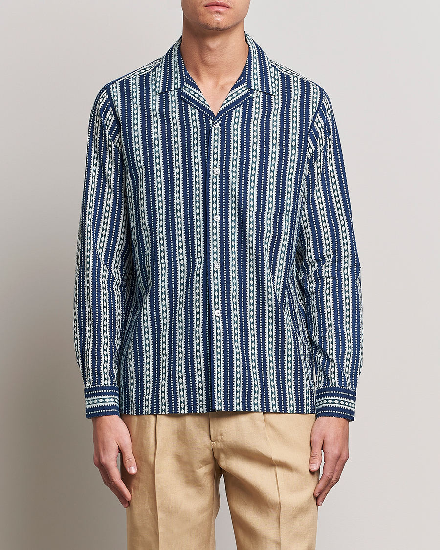 Herre | Skjorter | Beams F | Relaxed Cotton Shirt Blue Stripes