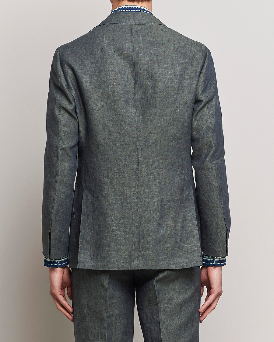Herre | Dressjakker | Beams F | Patch Pocket Linen Blazer Petroleum Blue