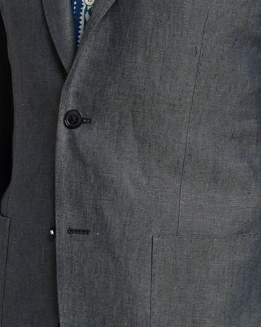 Herre | Dressjakker | Beams F | Patch Pocket Linen Blazer Petroleum Blue
