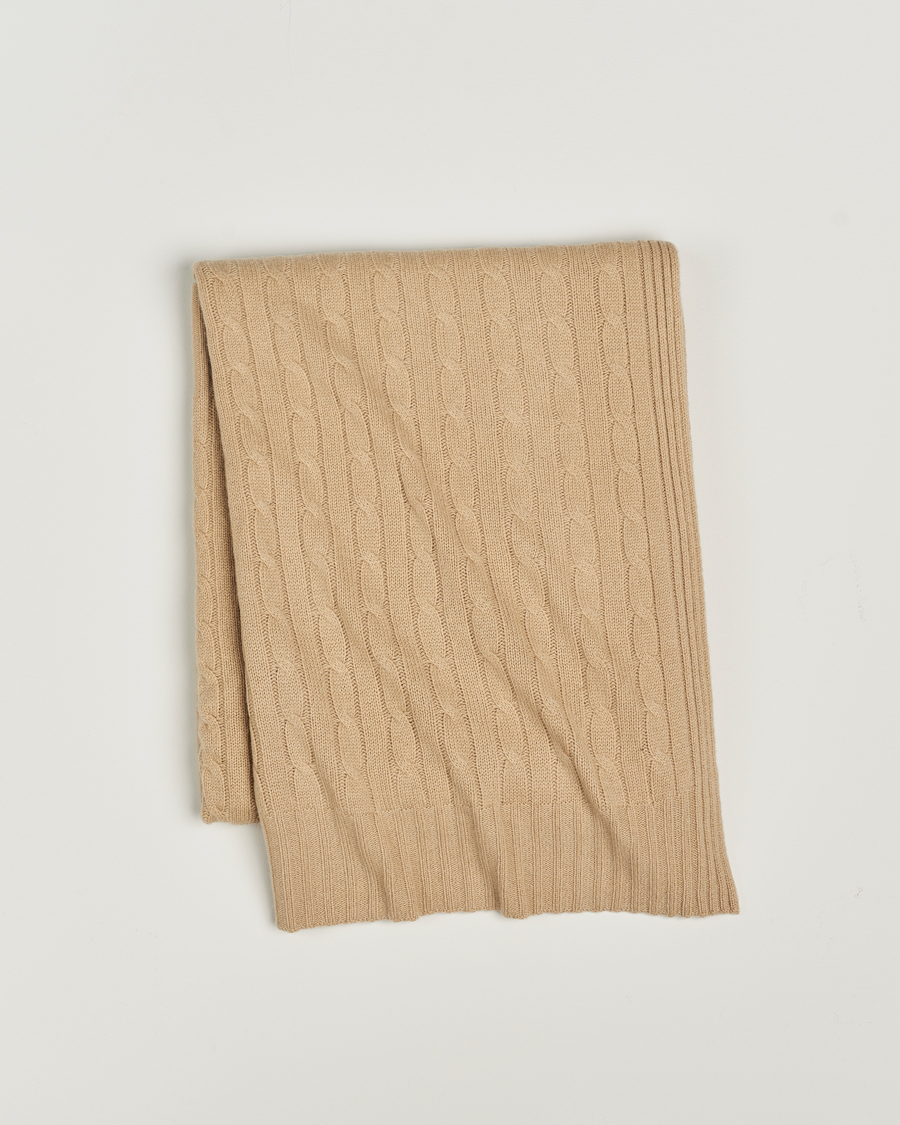 Herre | Ralph Lauren Home Cable Knitted Cashmere Throw Chamoiz | Ralph Lauren Home | Cable Knitted Cashmere Throw Chamoiz