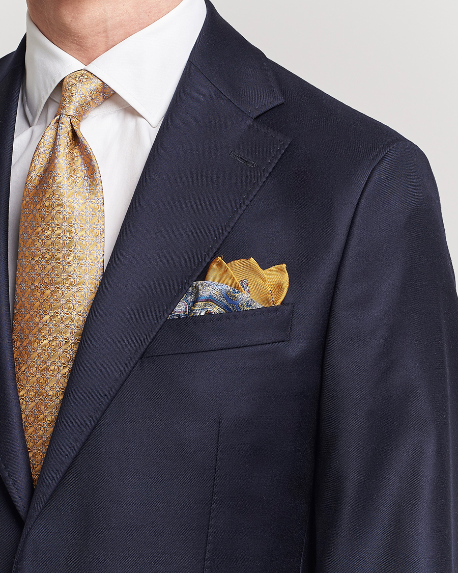 Herre | Avdelinger | Eton | Silk Paisley Print Pocket Square Yellow