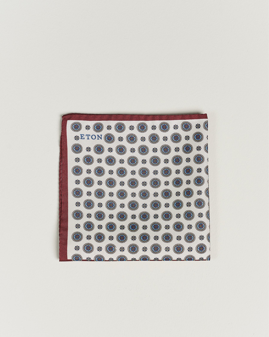 Herre | Lommetørklær | Eton | Silk Four Faced Medallion Pocket Square White Multi
