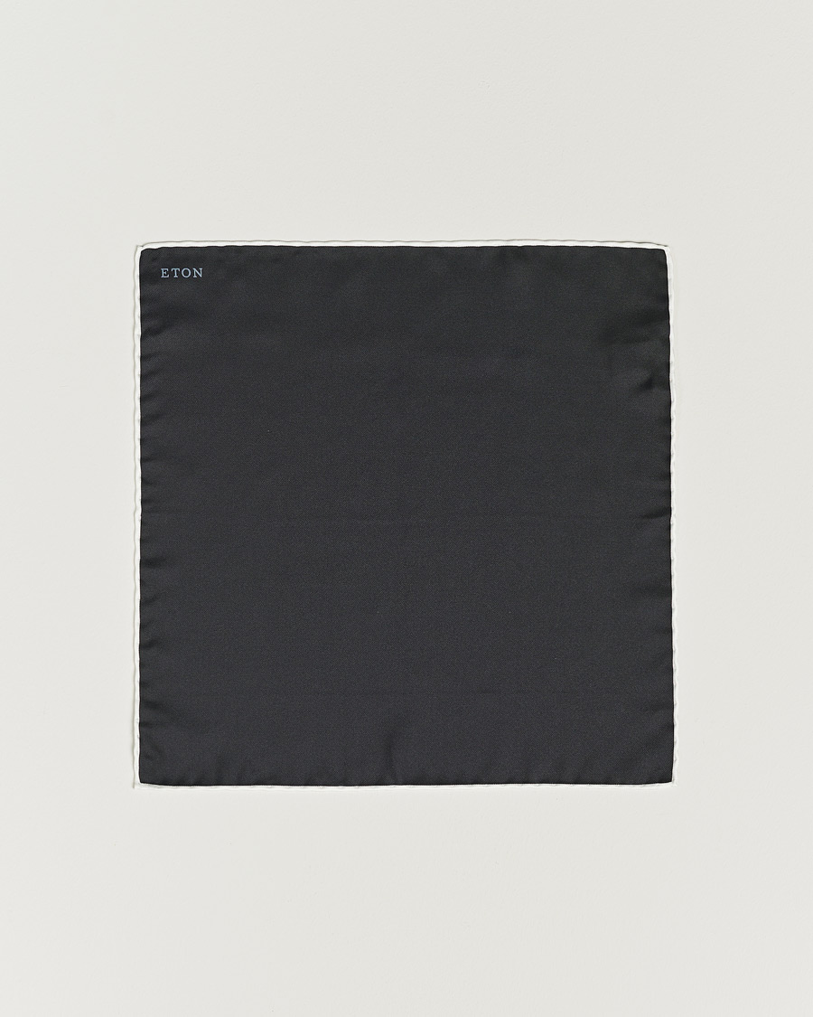 Herre | Eton Silk Pocket Square Black | Eton | Silk Pocket Square Black