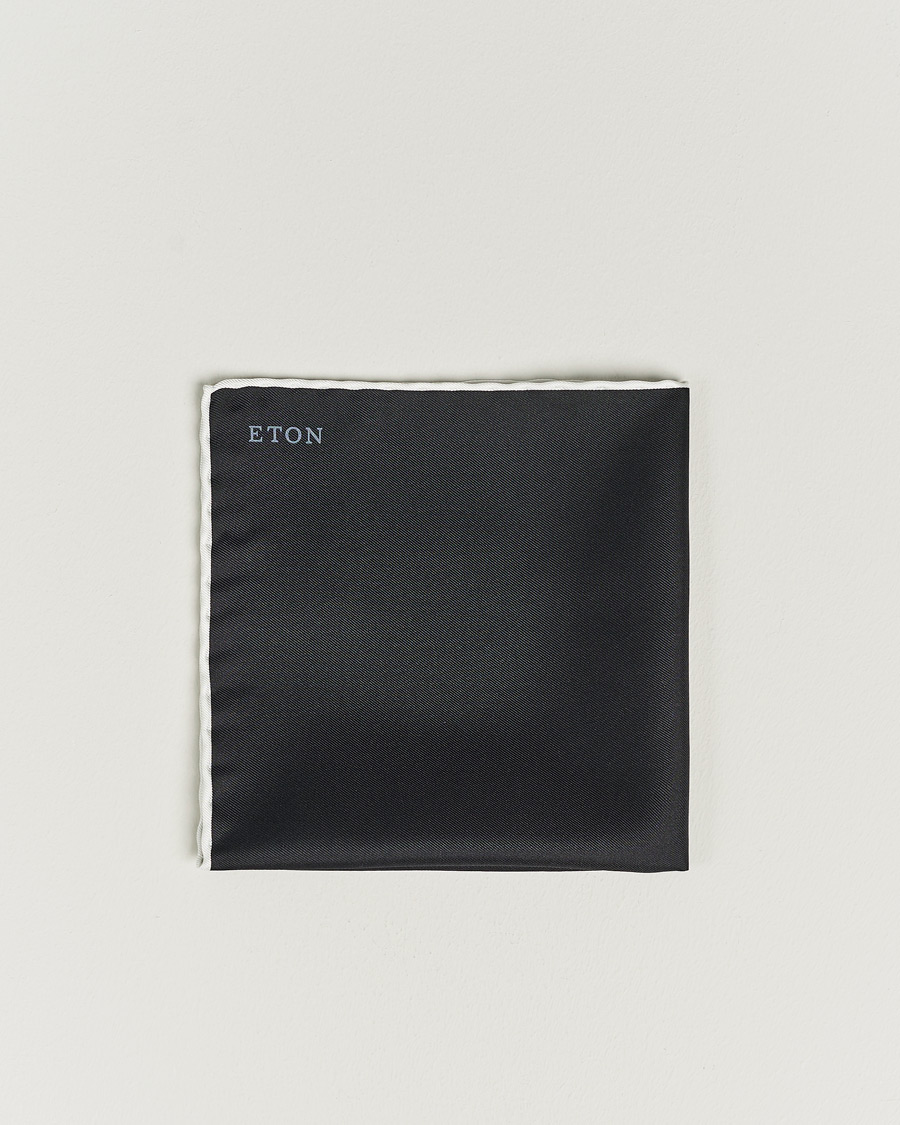 Herre | Eton Silk Pocket Square Black | Eton | Silk Pocket Square Black