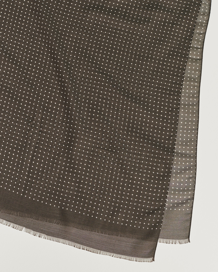 Herre | Eton Silk Wool Polka Dot Scarf Brown | Eton | Silk Wool Polka Dot Scarf Brown