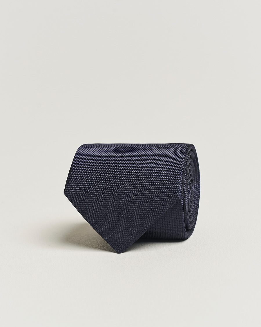 Herre | Slips | Eton | Silk Basket Weave Tie Navy