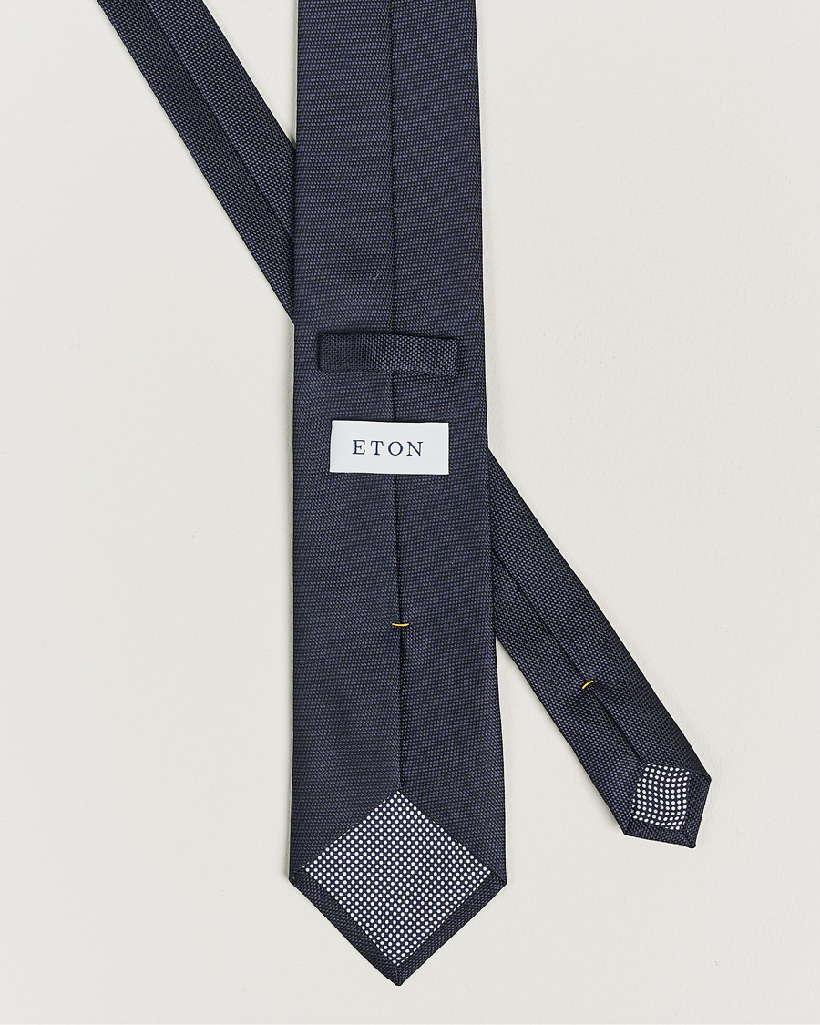 Herre | Slips | Eton | Silk Basket Weave Tie Navy
