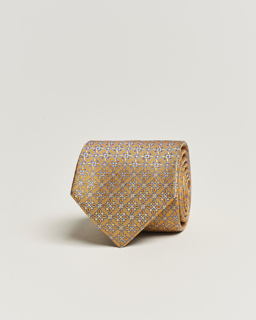 Herre | Eton Silk Printed Flower Tie Yellow | Eton | Silk Printed Flower Tie Yellow