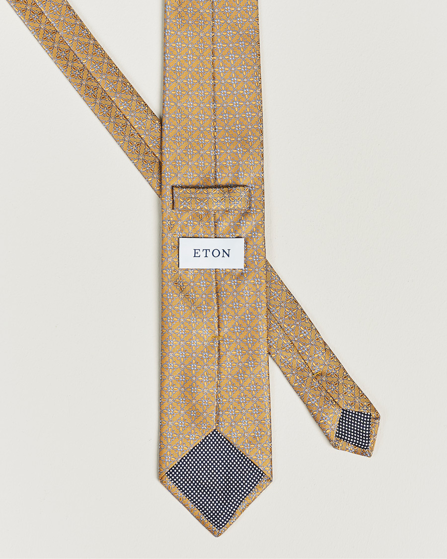Herre | Eton Silk Printed Flower Tie Yellow | Eton | Silk Printed Flower Tie Yellow