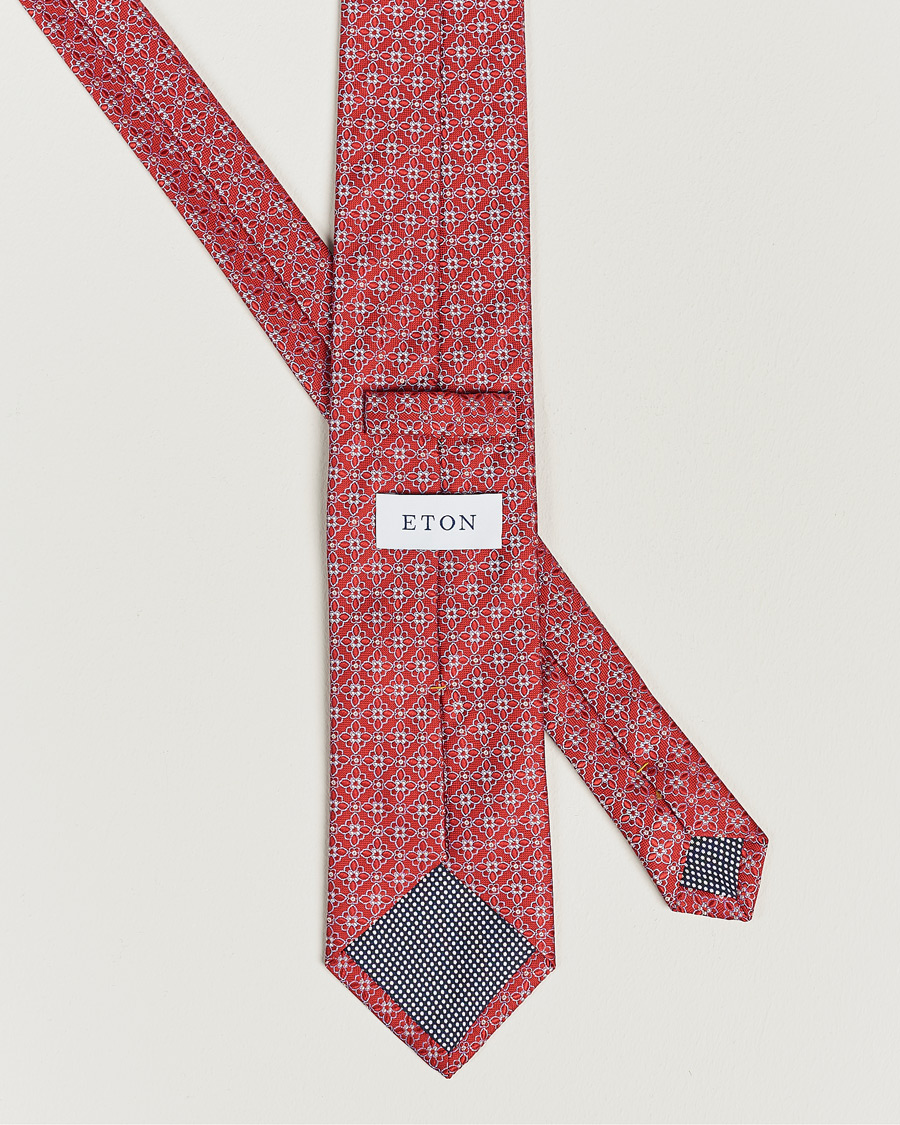 Herre | Eton Silk Printed Flower Tie Red | Eton | Silk Printed Flower Tie Red