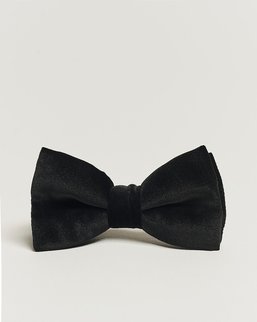 Herre | Eton Pre-Tied Velvet Bow Tie Black | Eton | Pre-Tied Velvet Bow Tie Black