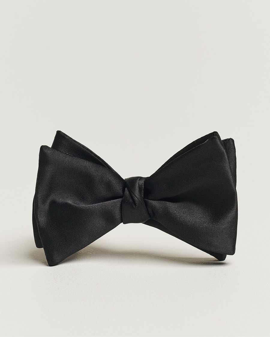 Herre | Eton Self-Tie Silk Bow Tie Black | Eton | Self-Tie Silk Bow Tie Black
