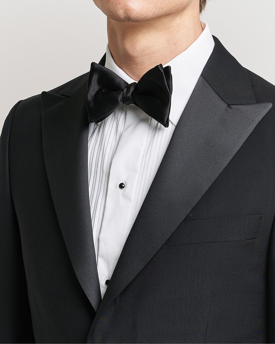 Herre | Eton Self-Tie Silk Bow Tie Black | Eton | Self-Tie Silk Bow Tie Black
