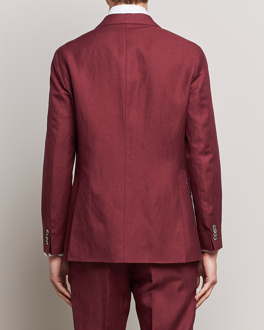 Herre | Dressjakker | Oscar Jacobson | Farris Double Breasted Linen Blazer Moon Red