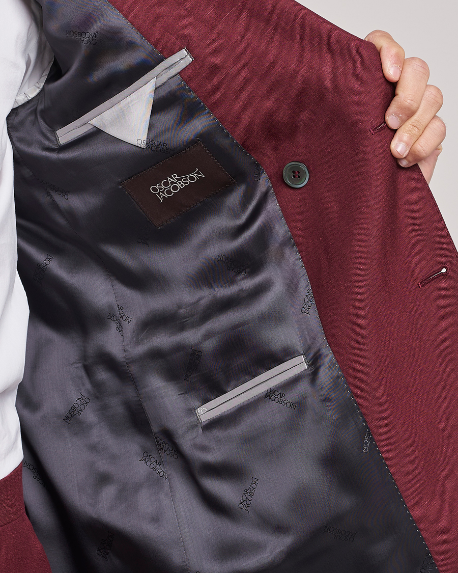 Herre | Dressjakker | Oscar Jacobson | Farris Double Breasted Linen Blazer Moon Red