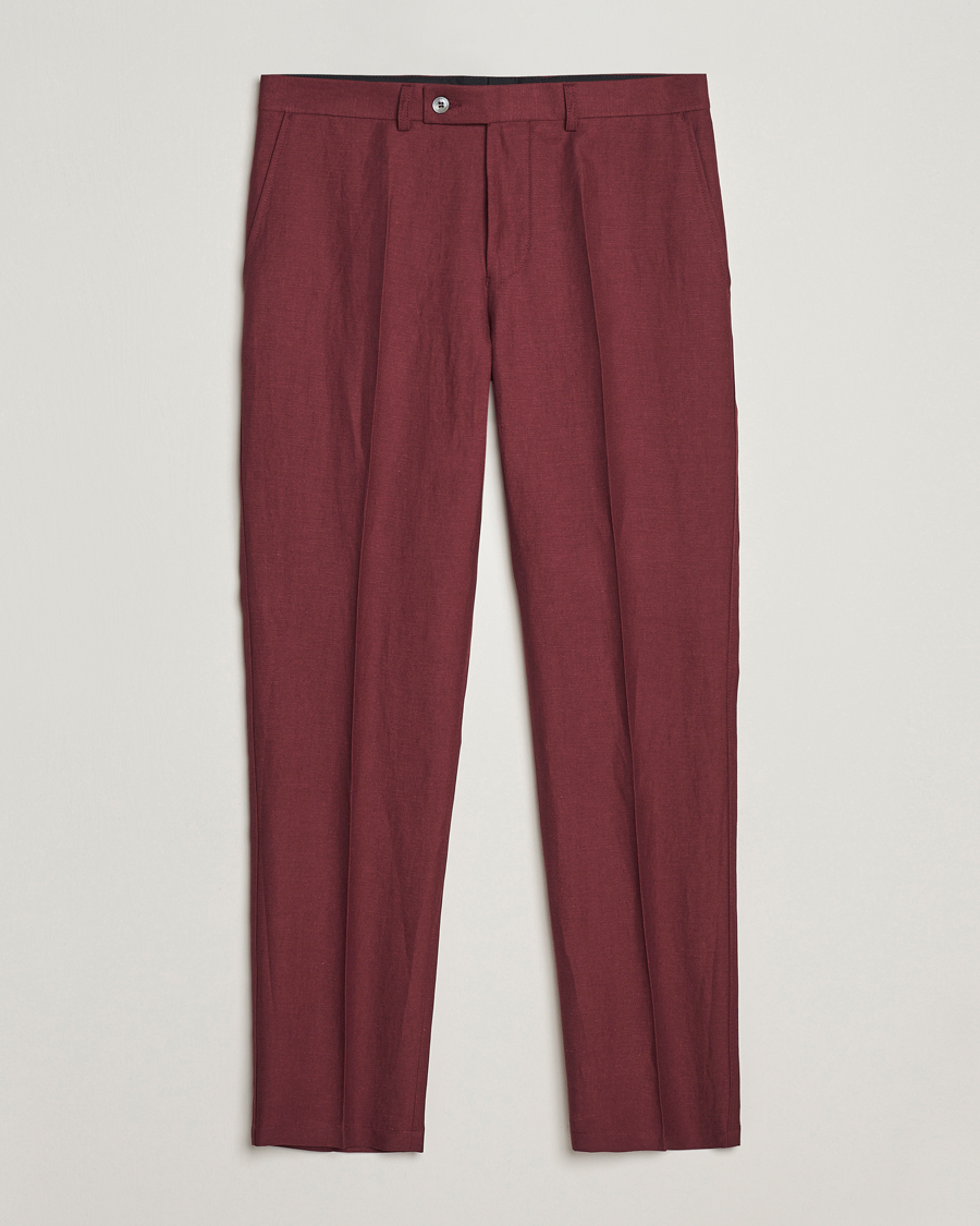 Herre | Bukser | Oscar Jacobson | Deccan Linen Trousers Moon Red