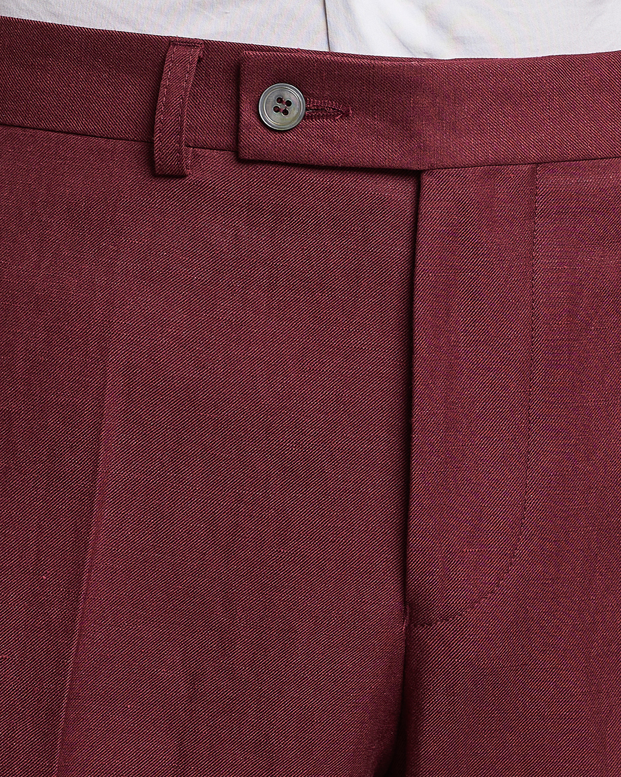 Herre | Bukser | Oscar Jacobson | Deccan Linen Trousers Moon Red