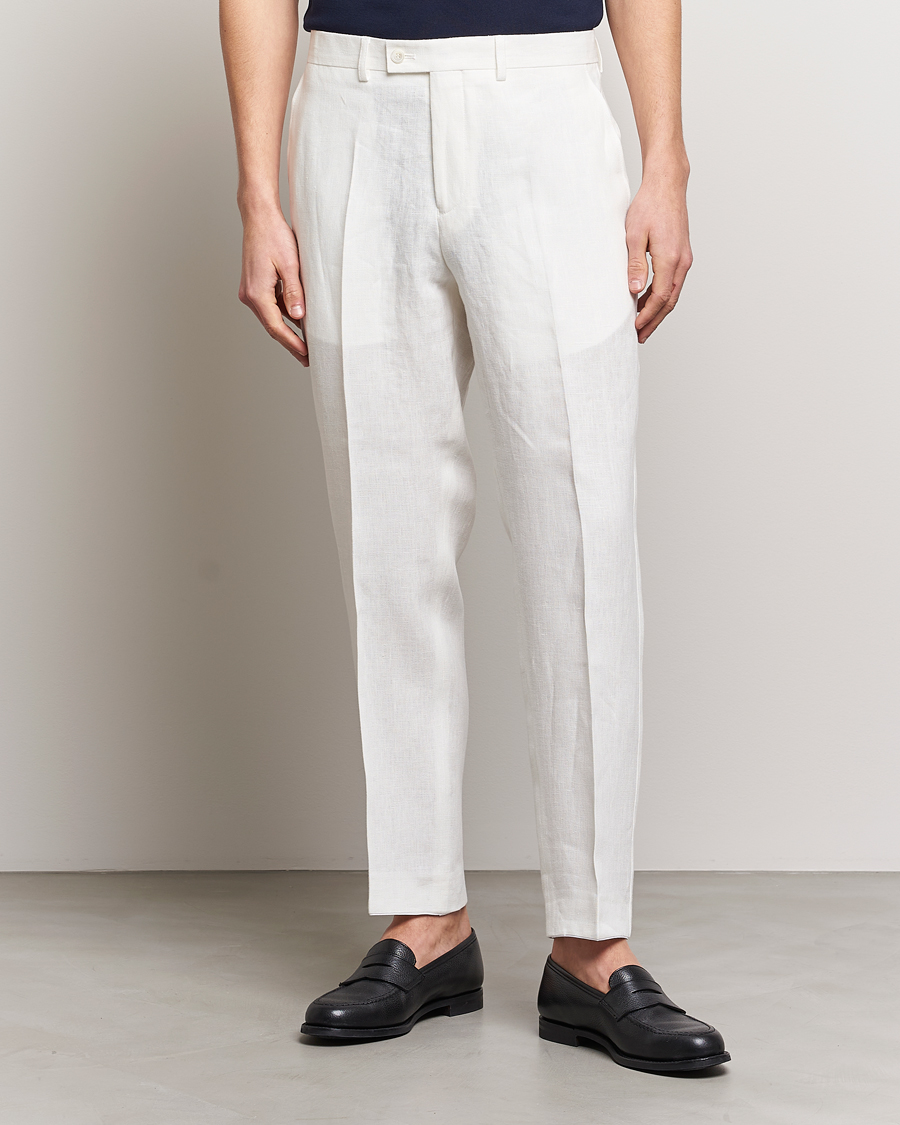 Herre | Bukser | Oscar Jacobson | Deccan Linen Trousers White