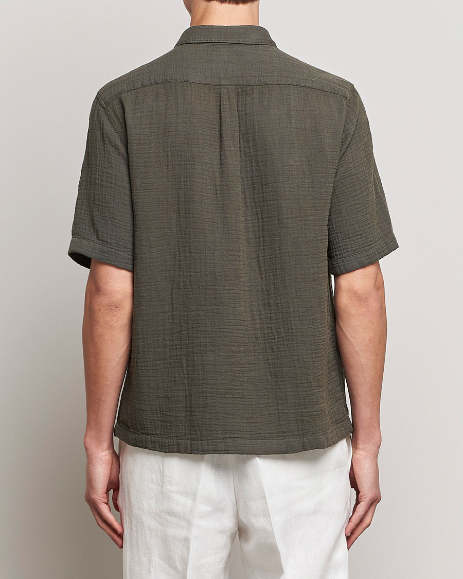 Herre | Skjorter | Oscar Jacobson | Regular Fit City Crepe Cotton Shirt Green