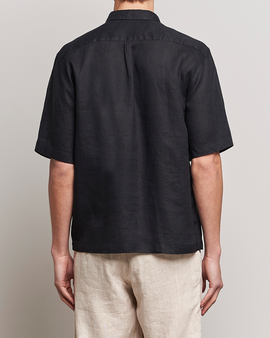 Herre | Skjorter | Oscar Jacobson | Regular Fit City Signature Linen Shirt Black