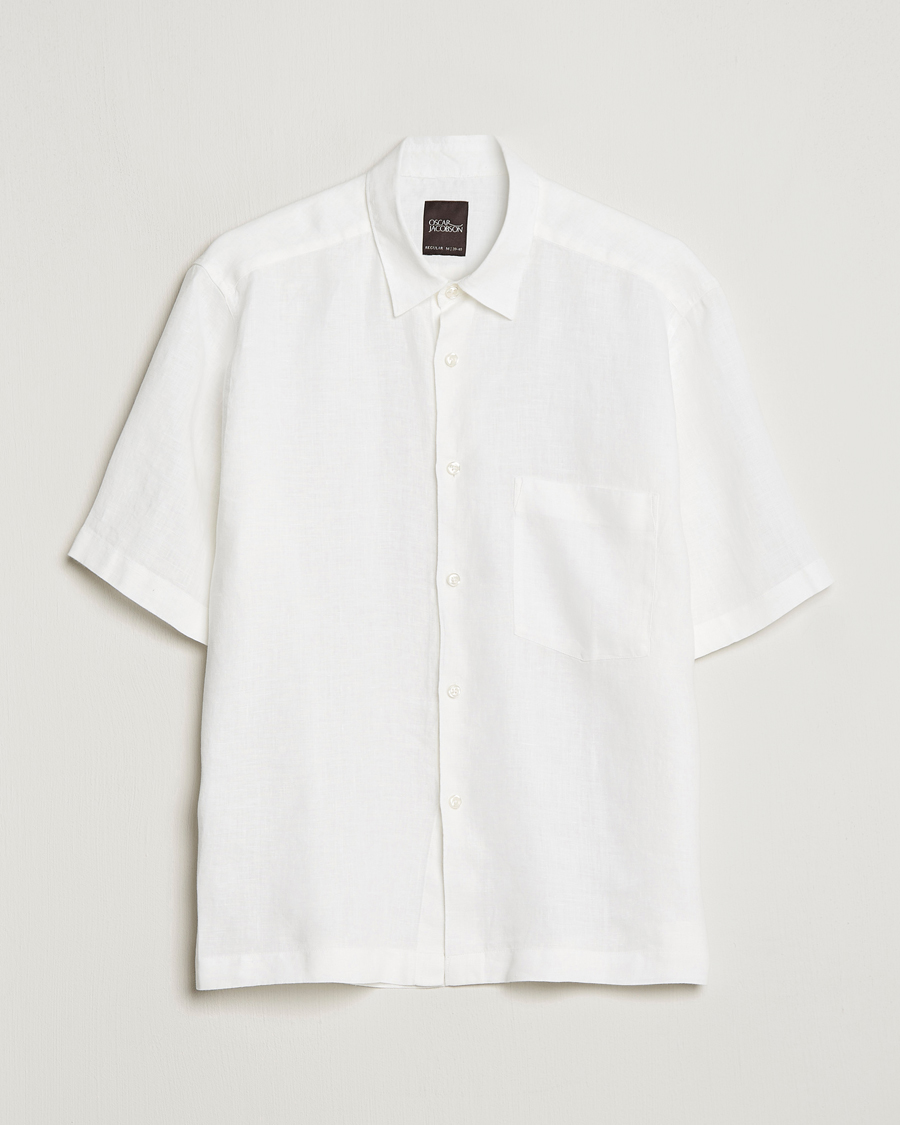 Herre | Skjorter | Oscar Jacobson | Regular Fit City Signature Linen Shirt White