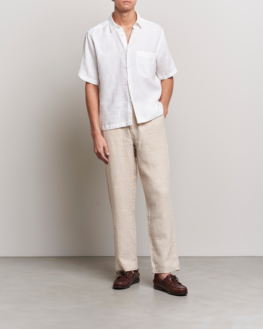 Herre | Skjorter | Oscar Jacobson | Regular Fit City Signature Linen Shirt White