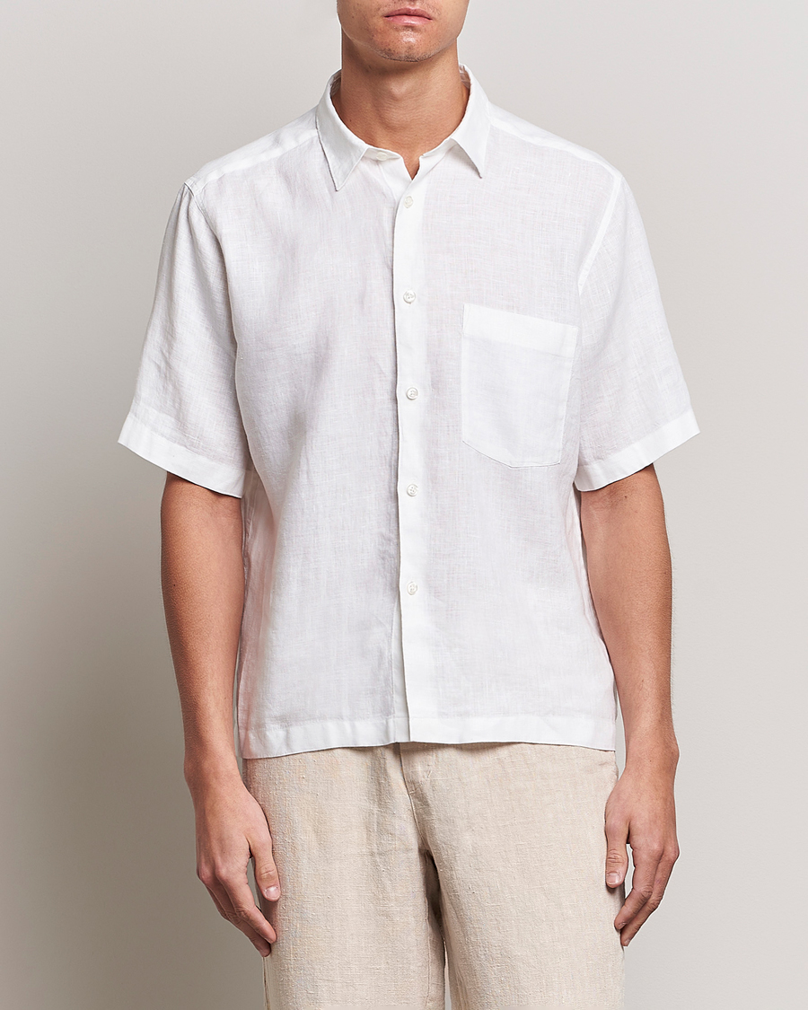 Herre | Skjorter | Oscar Jacobson | Regular Fit City Signature Linen Shirt White