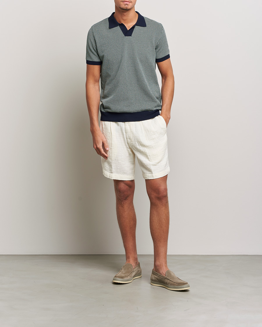 Herre | Shorts | Oscar Jacobson | Tanker Pleated Crepe Cotton Shorts White