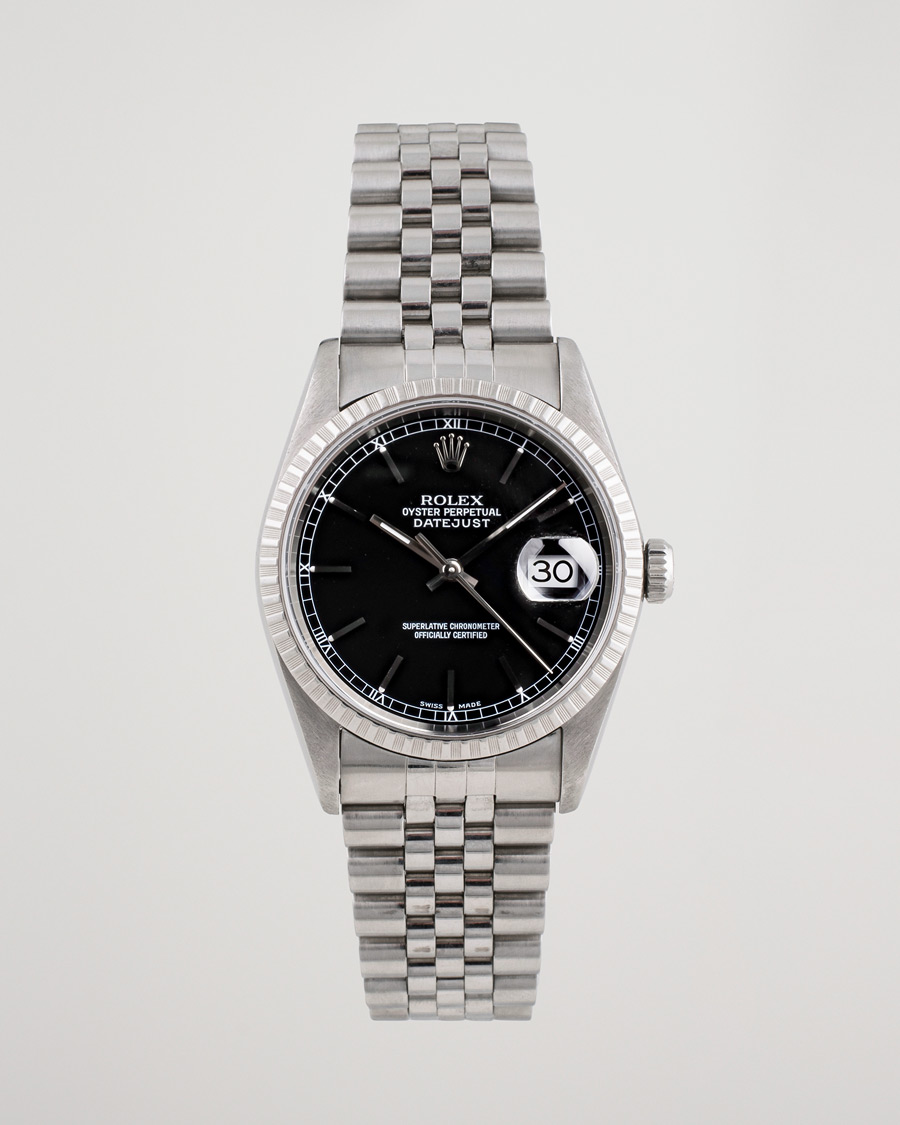 Herre | Pre-Owned & Vintage Watches | Rolex Pre-Owned | Datejust 16220 Oyster Perpetual Black Steel Black