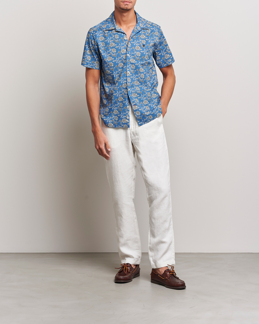 Herre | Skjorter | Morris | Printed Short Sleeve Shirt Blue