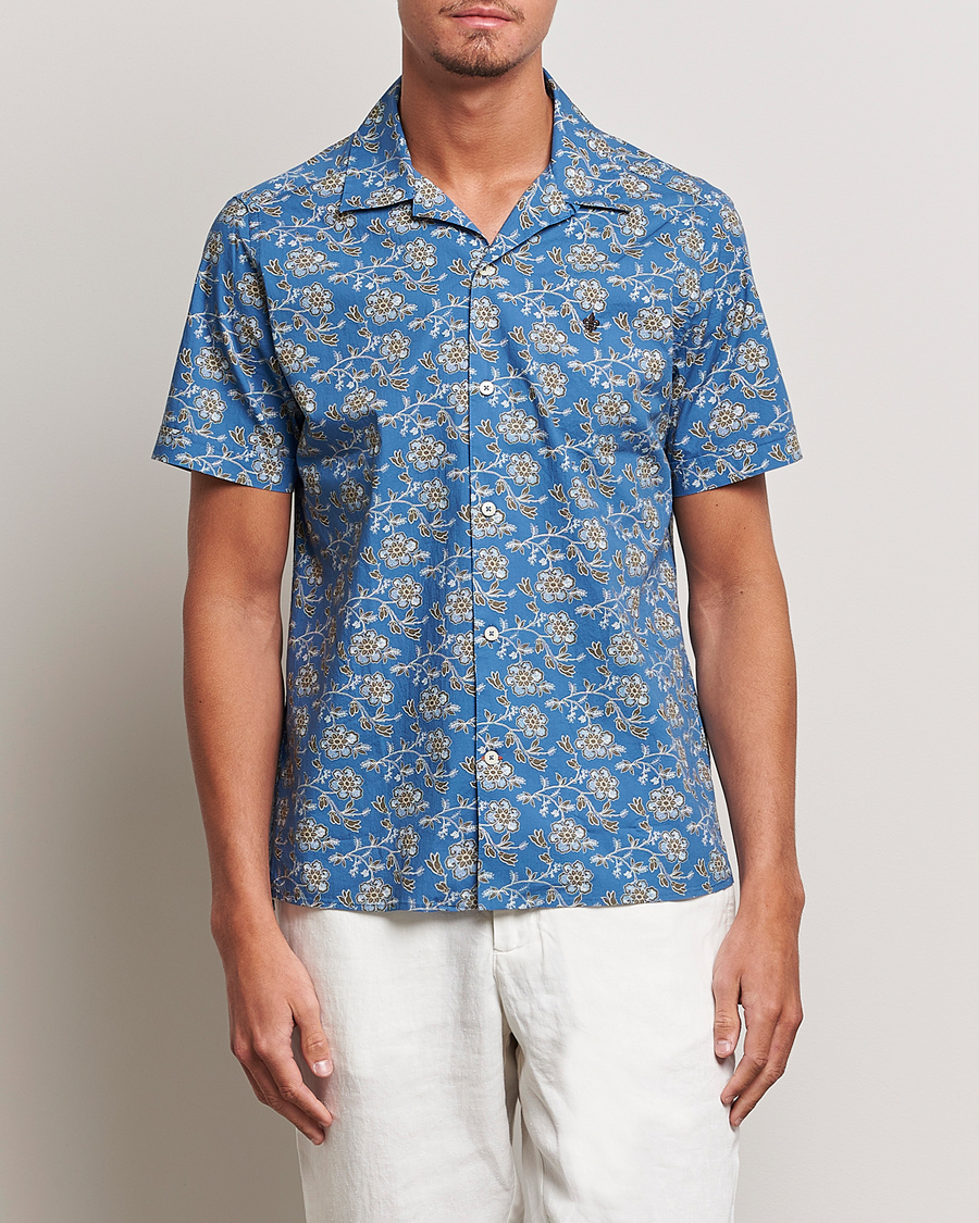Herre |  | Morris | Printed Short Sleeve Shirt Blue