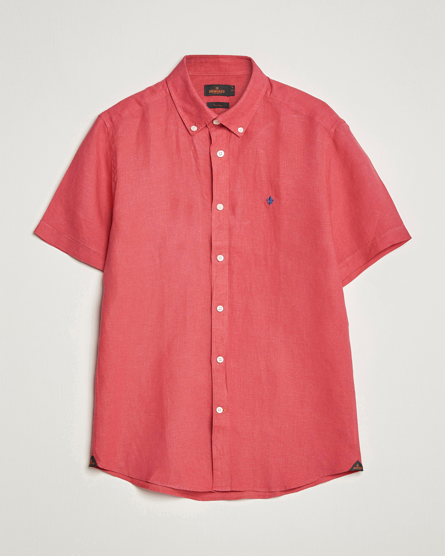 Herre | Skjorter | Morris | Douglas Linen Short Sleeve Shirt Cerise