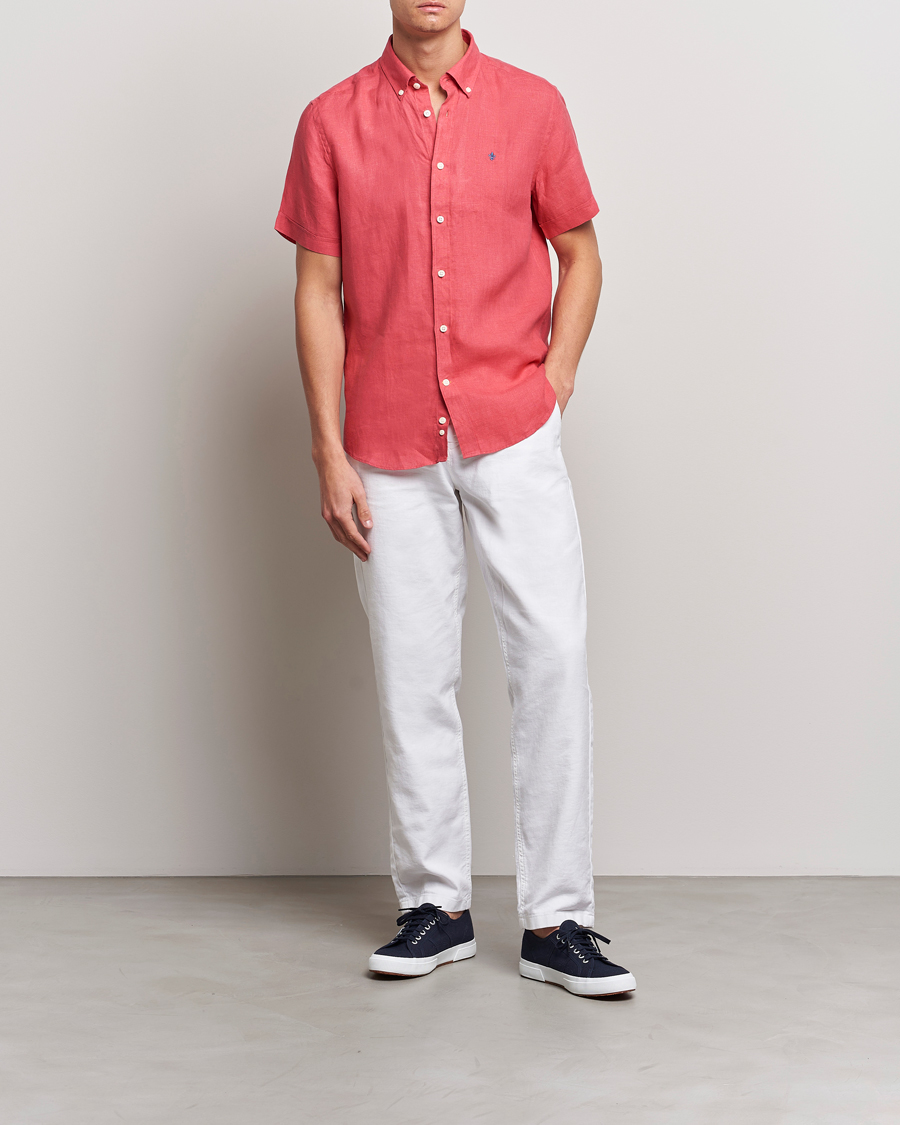 Herre | Skjorter | Morris | Douglas Linen Short Sleeve Shirt Cerise