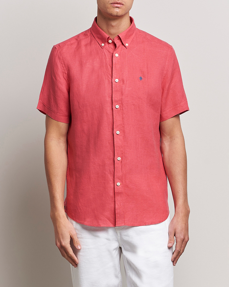 Herre | | Morris | Douglas Linen Short Sleeve Shirt Cerise