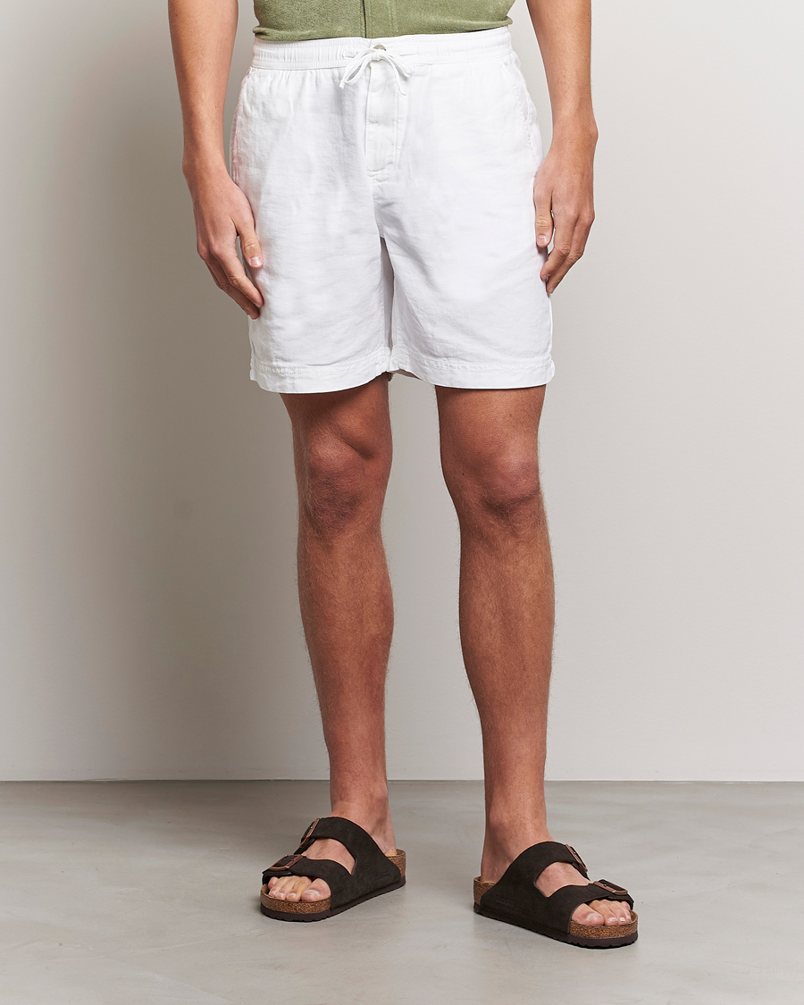 Herre |  | Morris | Fenix Linen Drawstring Shorts White