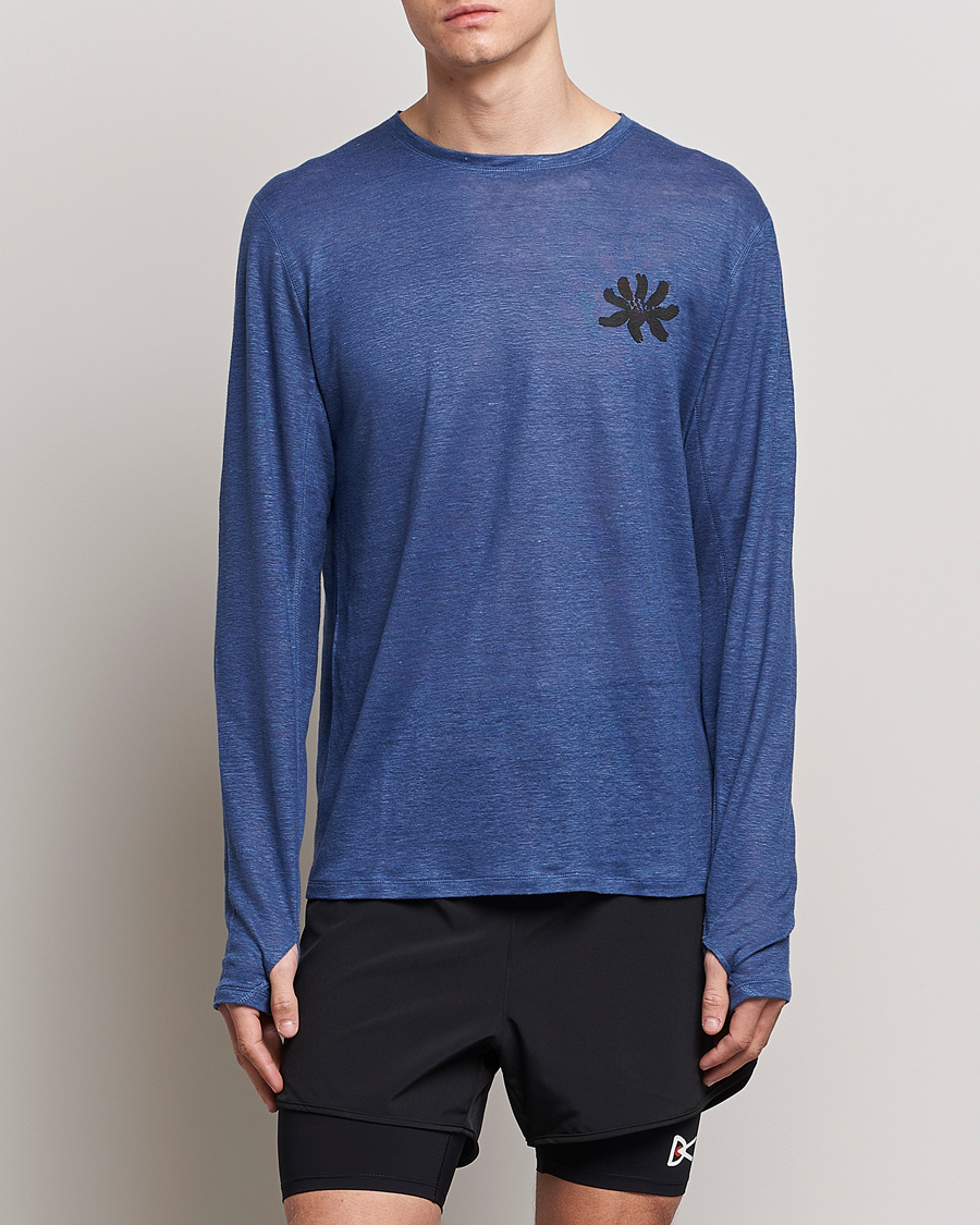 Herre | Langermede t-shirts | District Vision | Suhka Hemp Long Sleeve T-Shirt Ocean Blue