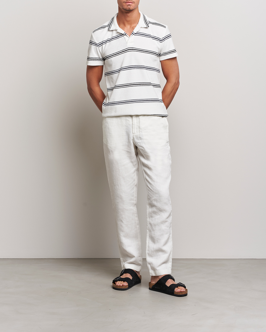 Herre | Pikéer | Orlebar Brown | Terry Classic Twin Stripe Polo White/Night Iris