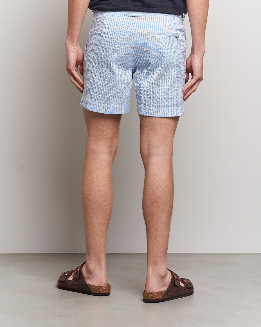 Herre | Badeshorts | Orlebar Brown | Bulldog Classic Stripe Swimshorts White/Light Island Sky