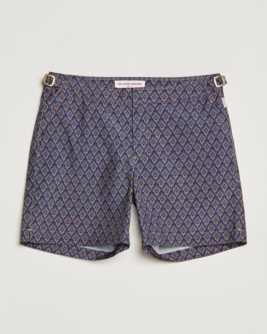 Herre | Badeshorts | Orlebar Brown | Bulldog Sunny Deco Printed Swimshorts Midnight Navy