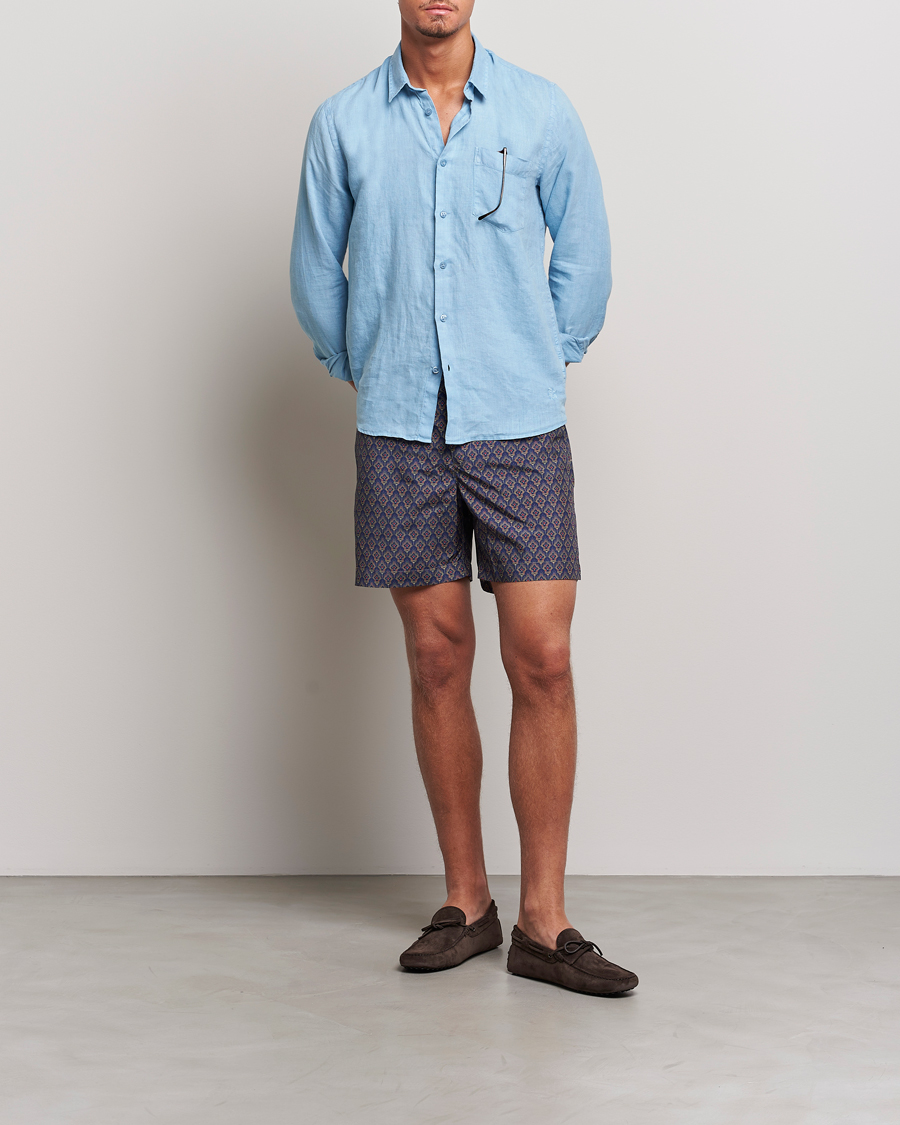 Herre | Badeshorts | Orlebar Brown | Bulldog Sunny Deco Printed Swimshorts Midnight Navy