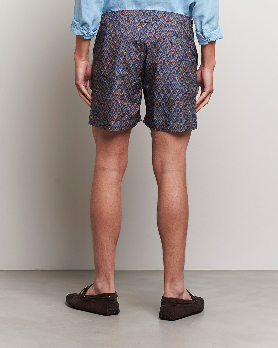 Herre | Badeshorts | Orlebar Brown | Bulldog Sunny Deco Printed Swimshorts Midnight Navy