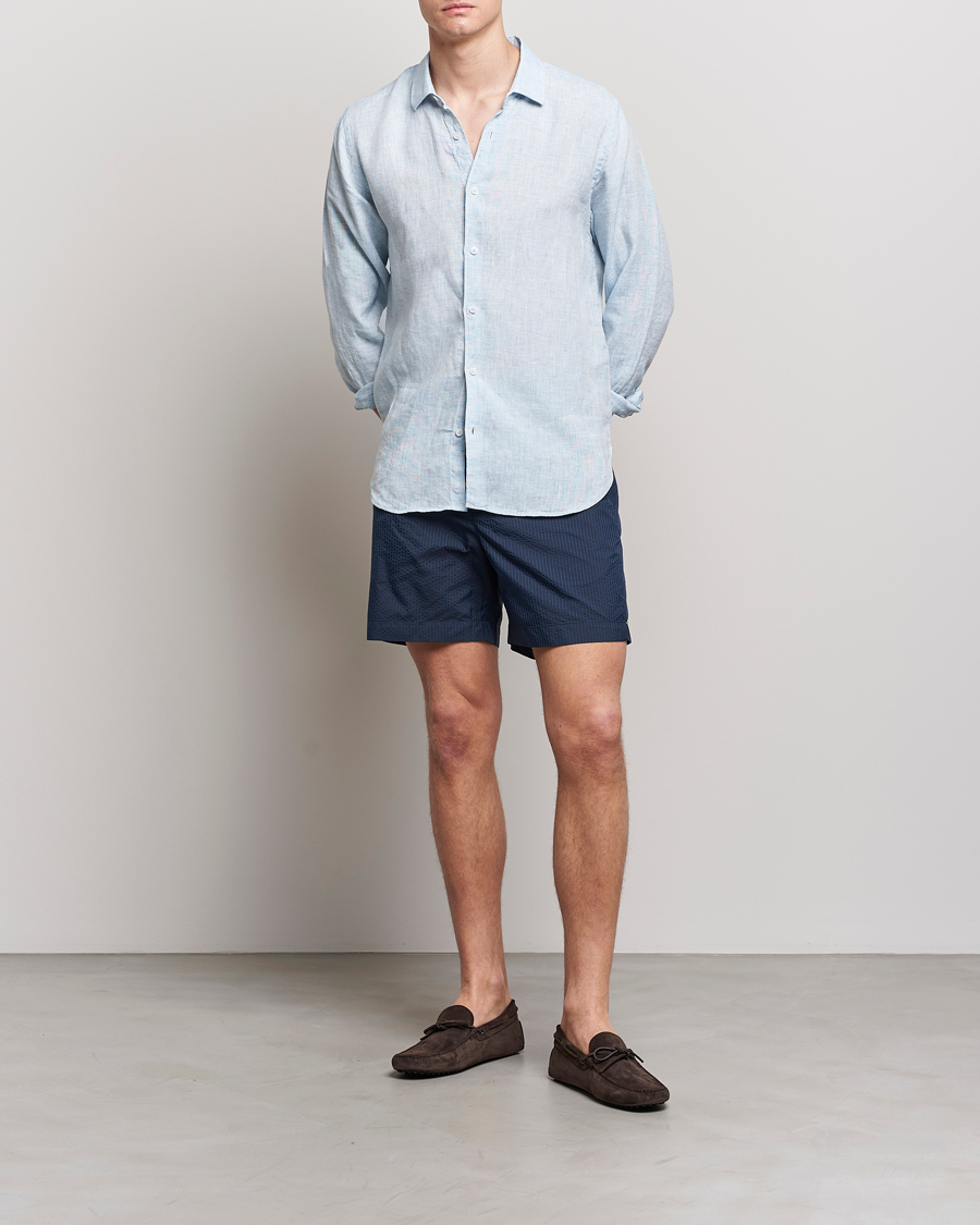 Herre | Badeshorts | Orlebar Brown | Bulldog Tonal Seersucker Swimshorts Night Iris