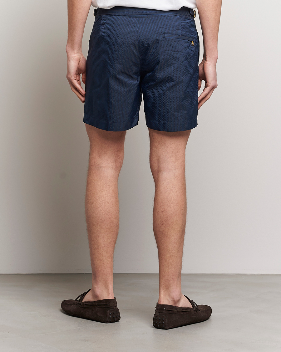 Herre | Badeshorts | Orlebar Brown | Bulldog Tonal Seersucker Swimshorts Night Iris