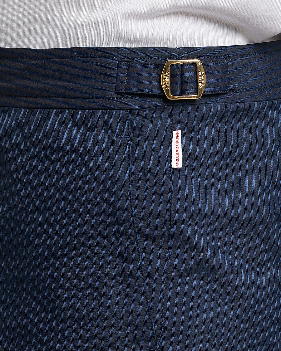 Herre | Badeshorts | Orlebar Brown | Bulldog Tonal Seersucker Swimshorts Night Iris