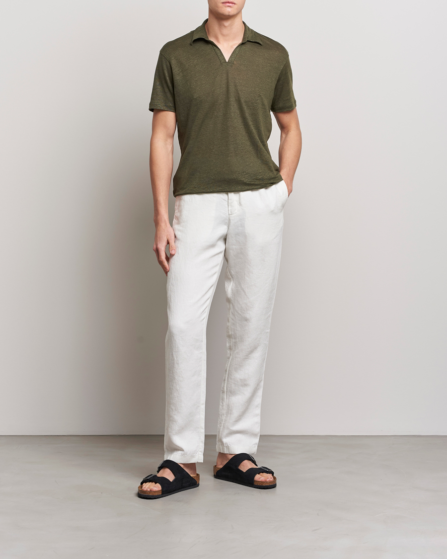 Herre | Pikéer | Orlebar Brown | Felix Placket Short Sleeve Linen Polo Palm