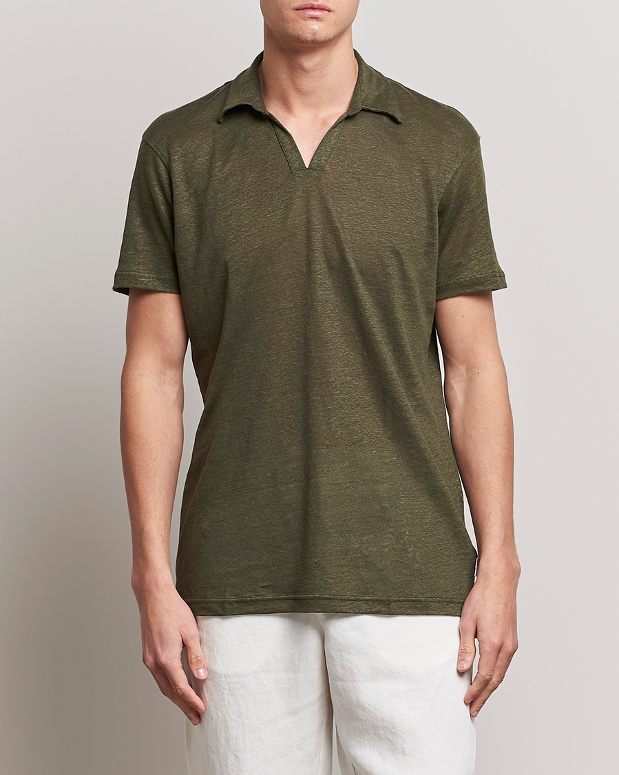 Herre | Orlebar Brown | Orlebar Brown | Felix Placket Short Sleeve Linen Polo Palm