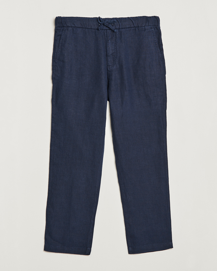 Herre | Bukser | NN07 | Keith Drawstring Linen Trousers Navy