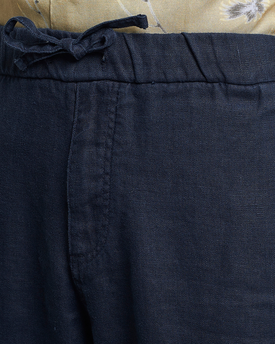 Herre | Bukser | NN07 | Keith Drawstring Linen Trousers Navy