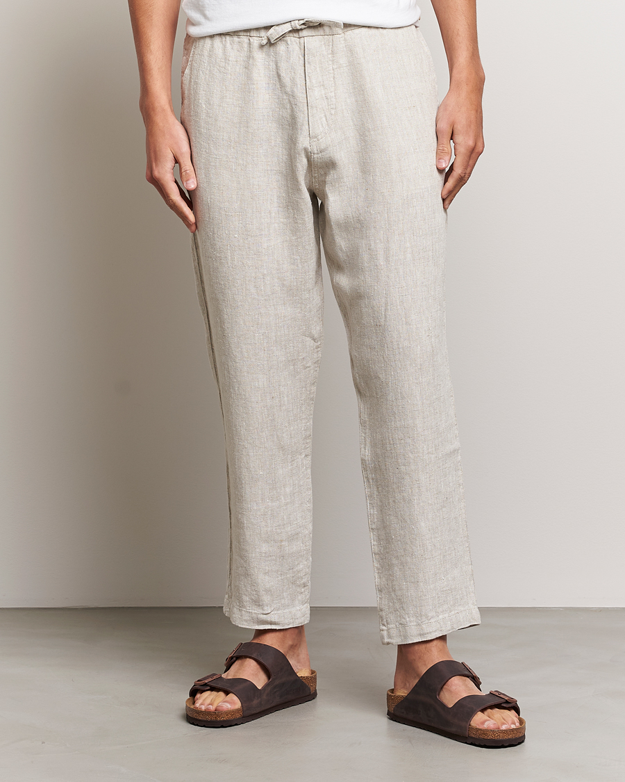 Herre | Bukser | NN07 | Keith Drawstring Linen Trousers Oat