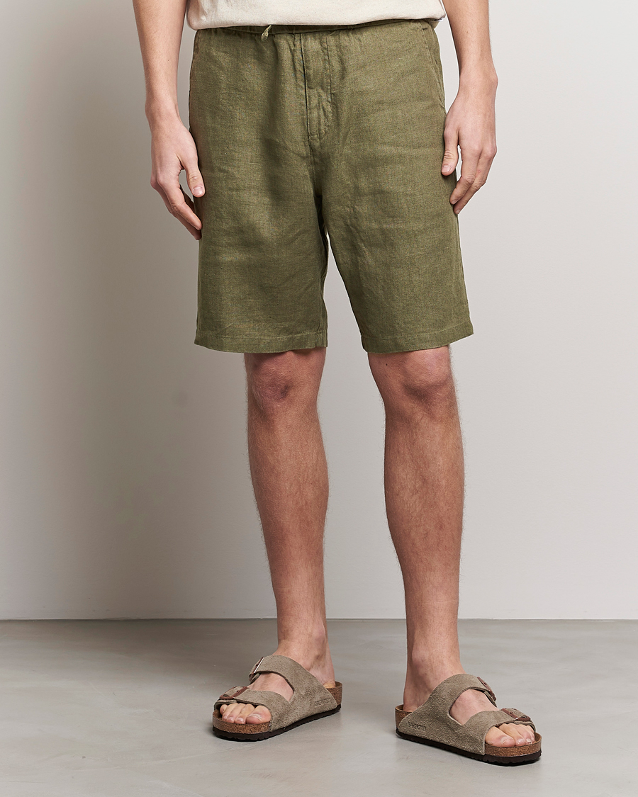 Herre | Shorts | NN07 | Keith Drawstring Linen Shorts Army